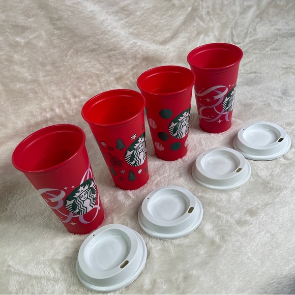 StarBucks Holiday Cups Bundle/ Four 16 oz Plastic CoffeeCups Sip into the Season - Picture 3 of 4